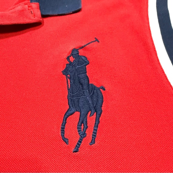 Polo Ralph Lauren Red Polo Navy Big Pony #3 Crest Men XXL Embroidered Preppy - Picture 3 of 10